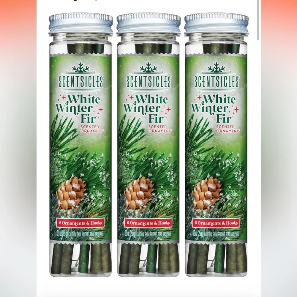 White Winter Fir Scented Ornaments, 3 packs, 18 ornaments, Christmas Tree Scent